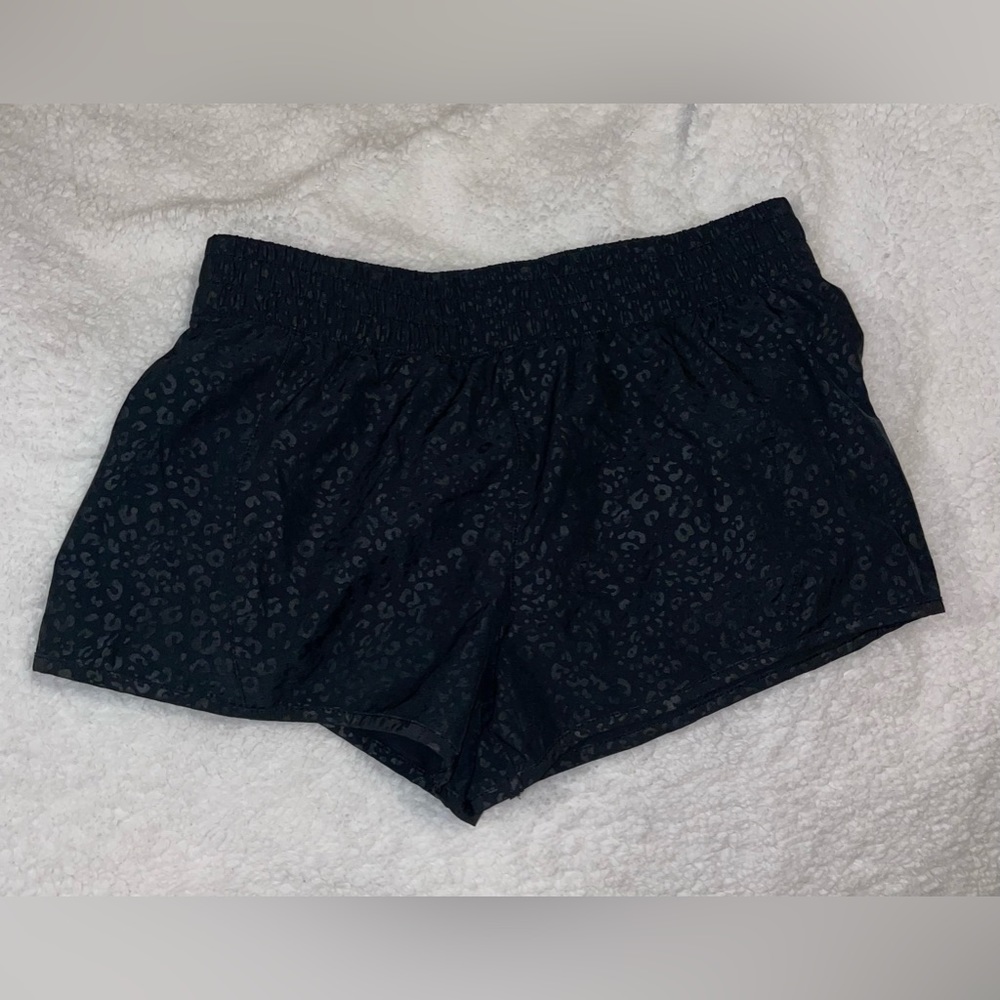Black cheetah athletic shorts